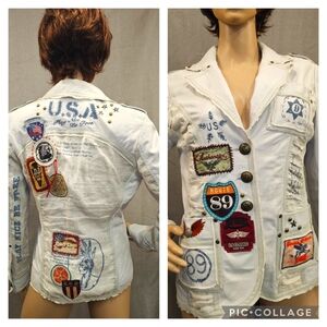 Double D Ranch Leather Jacket Coat XS Rocking Western Cowgirl